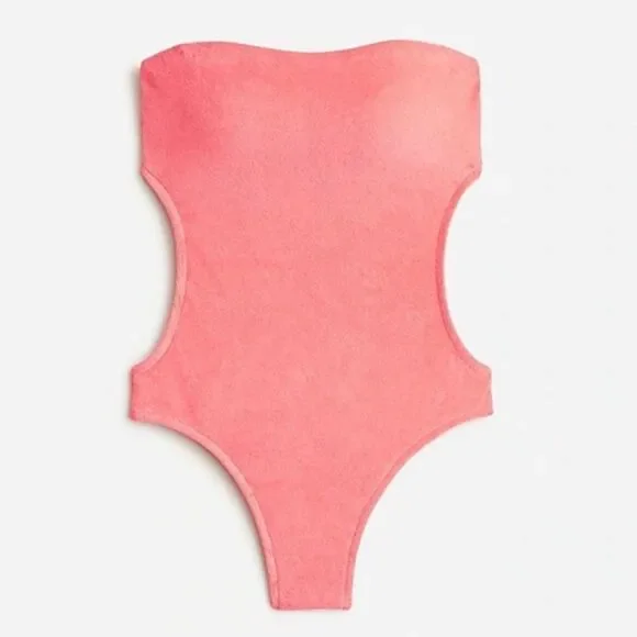 J. Crew Swimsuit Cutout Bandeau One-piece in Terry Coral Size 24 NWT